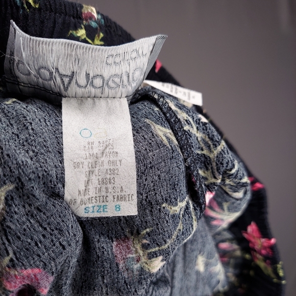 Carol Anderson vtg Dark Floral Pants 8 Elastic Waist Pullon Straight Leg 80s 90s - Picture 9 of 9